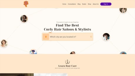 Screenshot of Bubble.io project Curly Hair Website - 4